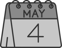 4th of May Line Filled Greyscale Icon vector