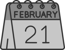 21 de febrero línea lleno escala de grises icono vector