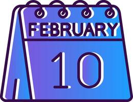 10 de febrero degradado lleno icono vector