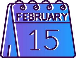 15th of February Gradient Filled Icon vector