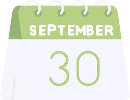 30th of September Flat Light Icon vector