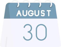 30th of August Flat Light Icon vector