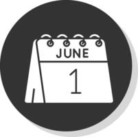 1st of June Glyph Grey Circle Icon vector