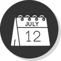12mo de julio glifo gris circulo icono vector