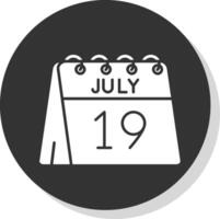 Diecinueveavo de julio glifo gris circulo icono vector