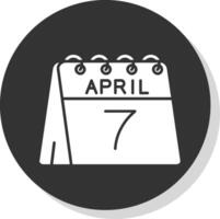 7th of April Glyph Grey Circle Icon vector