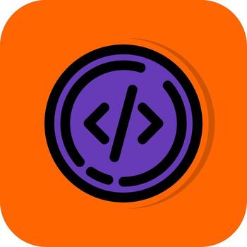 Code Filled Orange background Icon vector