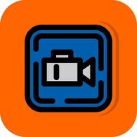 Video Filled Orange background Icon vector