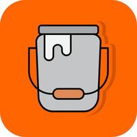 Bucket Filled Orange background Icon vector