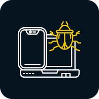 Bug Line Yellow White Icon vector