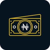 naira línea amarillo blanco icono vector