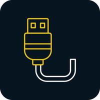 USB línea amarillo blanco icono vector