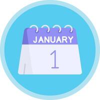 1st of January Flat Multi Circle Icon vector
