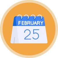 25th of February Flat Multi Circle Icon vector