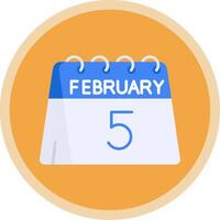 5th of February Flat Multi Circle Icon vector