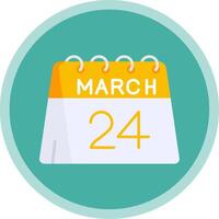 24th of March Flat Multi Circle Icon vector