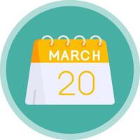 20th of March Flat Multi Circle Icon vector