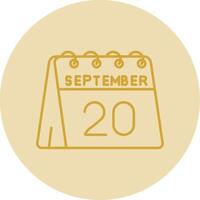 20th of September Line Yellow Circle Icon vector