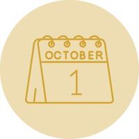 Primero de octubre línea amarillo circulo icono vector
