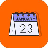 23rd of January Filled Orange background Icon vector