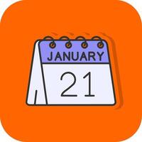 21st of January Filled Orange background Icon vector