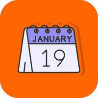 19th of January Filled Orange background Icon vector