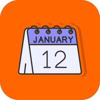 12th of January Filled Orange background Icon vector