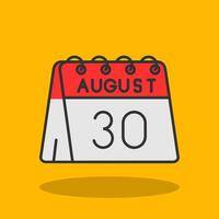 30th of August Filled Shadow Icon vector