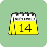 14th of September Filled Yellow Icon vector