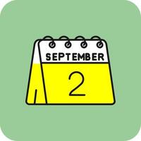 2nd of September Filled Yellow Icon vector
