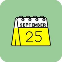 25th of September Filled Yellow Icon vector