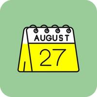 27th of August Filled Yellow Icon vector