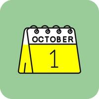 1st of October Filled Yellow Icon vector