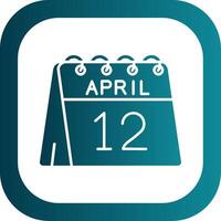 12th of April Glyph Gradient Round Corner Icon vector