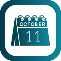 11th of October Glyph Gradient Round Corner Icon vector