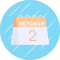 2nd of October Flat Blue Circle Icon vector