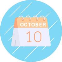 10 de octubre plano azul circulo icono vector