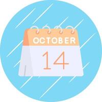 14th of October Flat Blue Circle Icon vector