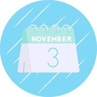 3rd of November Flat Blue Circle Icon vector