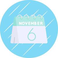 6th of November Flat Blue Circle Icon vector