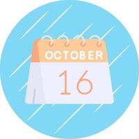 16th of October Flat Blue Circle Icon vector