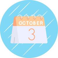 3rd of October Flat Blue Circle Icon vector