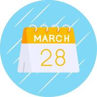 28th of March Flat Blue Circle Icon vector