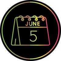 5th of June Line Gradient Due Color Icon vector