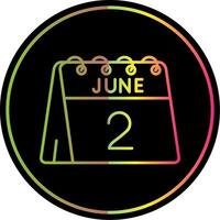 2nd of June Line Gradient Due Color Icon vector