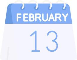 13th of February Flat Light Icon vector