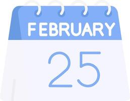 25th of February Flat Light Icon vector