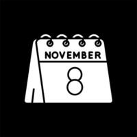 8vo de noviembre glifo invertido icono vector