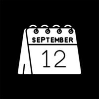 12th of September Glyph Inverted Icon vector