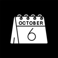 6th of October Glyph Inverted Icon vector